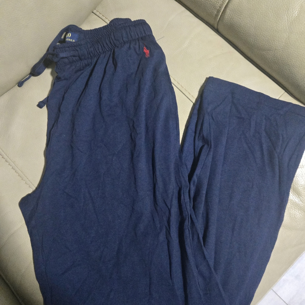 NWT Mens Medium Ralph Lauren Polo Navy Blue Lounge Pants with Red Logo